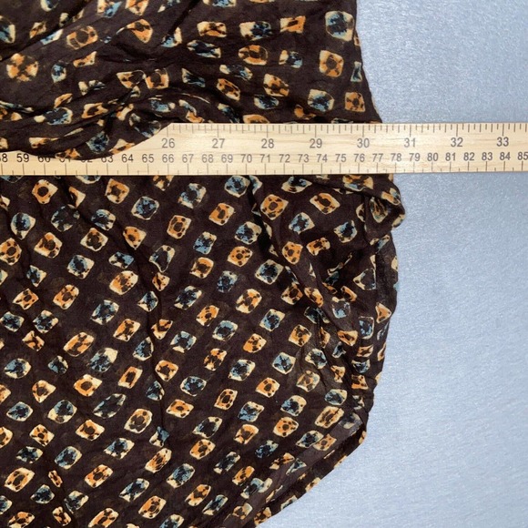 Anthropologie Button Up Womens Large Brown Polka Dot Kimono 3/4 Sleeve Casual - Picture 6 of 16